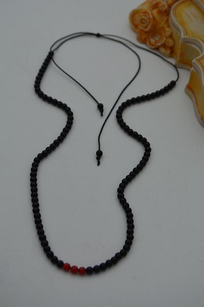Stoneage Jewellery Coral And Onyx Stone Necklace