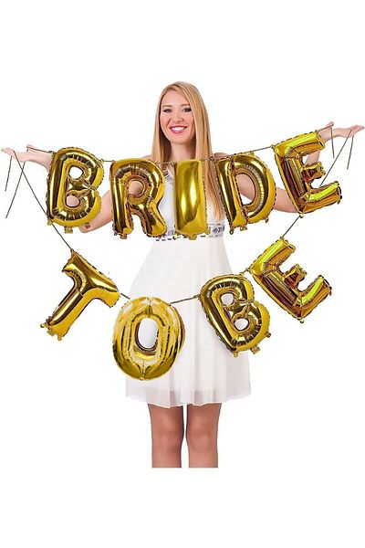 Parti dolabı Gold Bride To Be Foil 9 Letter Gold Color Foil Balloon Set Bachelorette Party