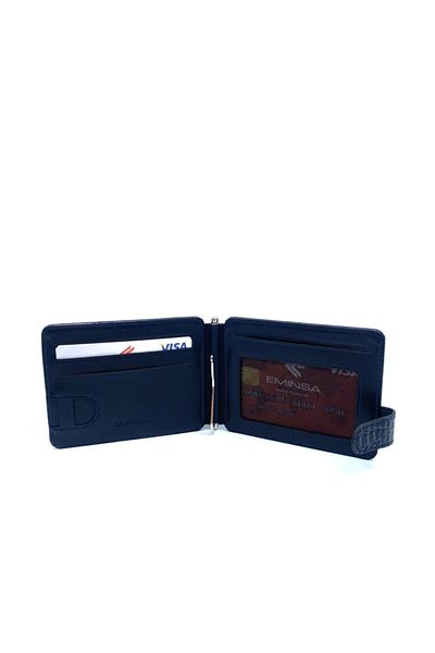 Eminsa Reversible Dark Blue Crocodile Genuine Leather Wallet, Card Holder