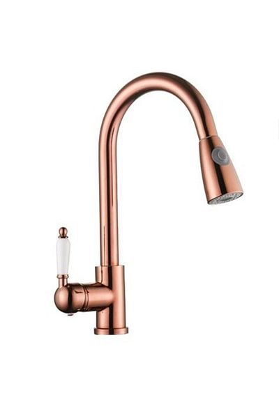 LPD LİDER Spiral Sink Faucet Copper with Porcelain Handle