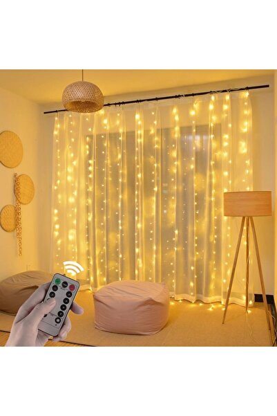 exeo Usb Perde Peri Led Kumandali Dekoratif Su Geçirmez Sarı 3x2 Metre