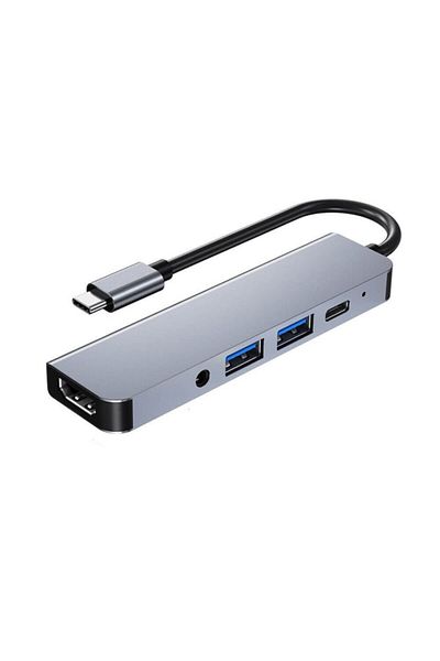 WOZLO 5 in 1 USB Type-C 3.1 to HDMI Audio Stereo Converter Adapter