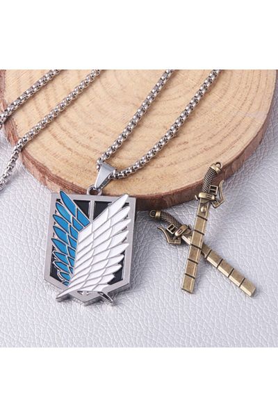 AlpCollection Blue Attack On Titan Anime Detachable Sword Chain Necklace Jewelry