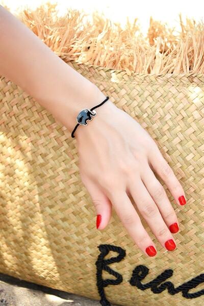 Fox Shoes Elephant Tip Black Rope Bracelet Ka031075