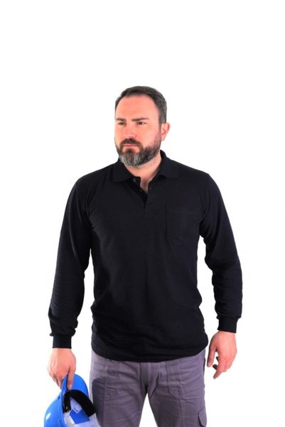 ESER İŞ GÜVENLİĞİ - Polo Yaka Uzun Kol Pike Tişört - Lacivert - Cepli