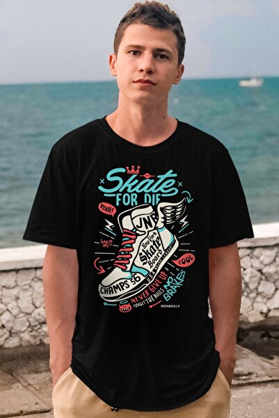 ROCKANDROLL Muške crne cipele sa krilcima kratkih rukava T-shirt