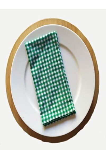 Çizgikare Șervețel din țesătură Gingham verde (6 bucăți)
