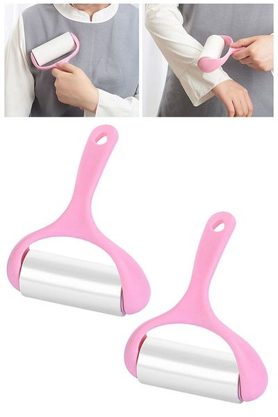 Buffer 2 Pieces Portable Cat Dog Feather Dusting Sticky Clothes Bristle Hair Collection Roller 60 Sheets