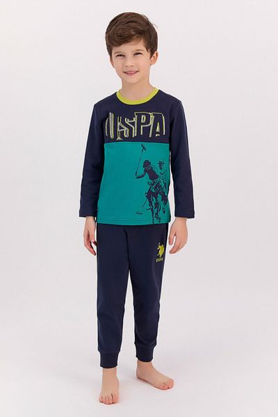 U.S. Polo Assn. Baza. Set de pijamale Polo Assn bleumarin verde pentru băiat
