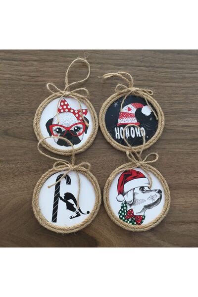 OzanTuhafiye Ручна робота, ілюстрована солом'яна 4-комплектна новорічна прикр...