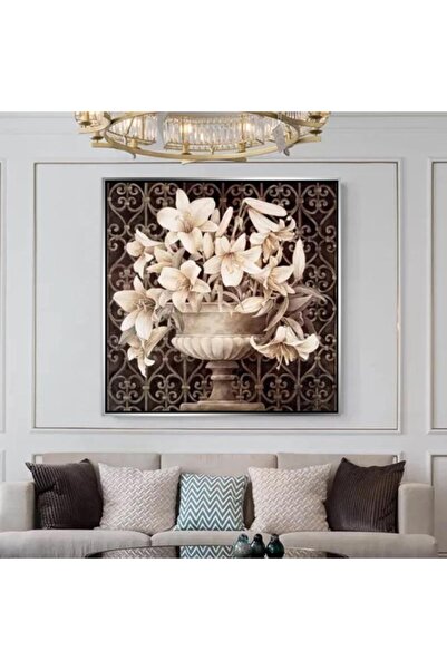 Markazip Gümüş Metal Çerçeveli Kanvas Tablo 90x90cm Kod: Ku1105-k-g