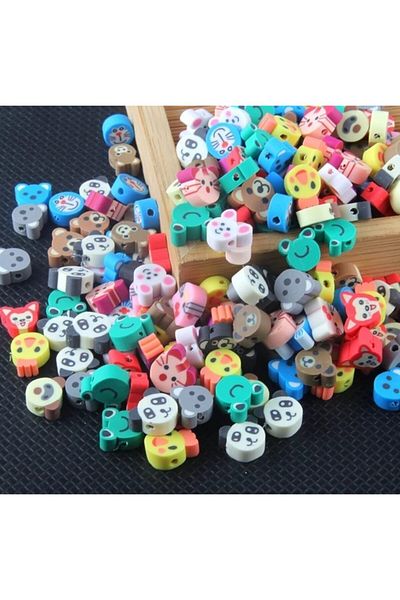 yiğit aksesuar 10mm Polymer Fimo - 25 Mixed Animal Figure Beads