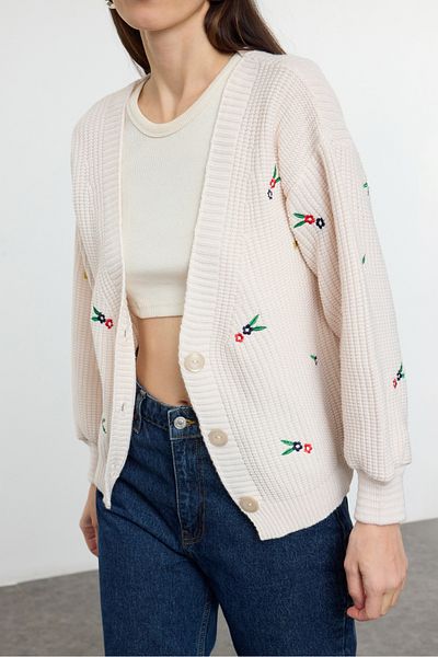 Edit by Trendyol Regular Fit Stone Embroidery Knitwear Cardigan - Tedaw25Hi00030