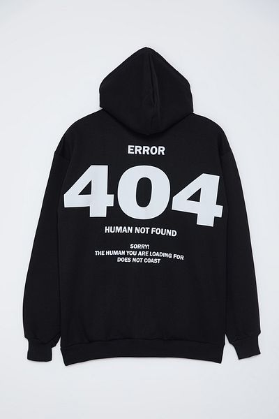 Edit by Trendyol Men's Black Oversize/Wide Cut Back Printed Sweatshirt Tedaw25Sw00082