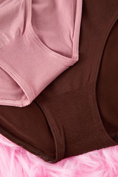 Trendyol Collection Set mit 2 nahtlosen Hipster-Strickhöschen – Braun und Dusty Rose THMAW22KU0013