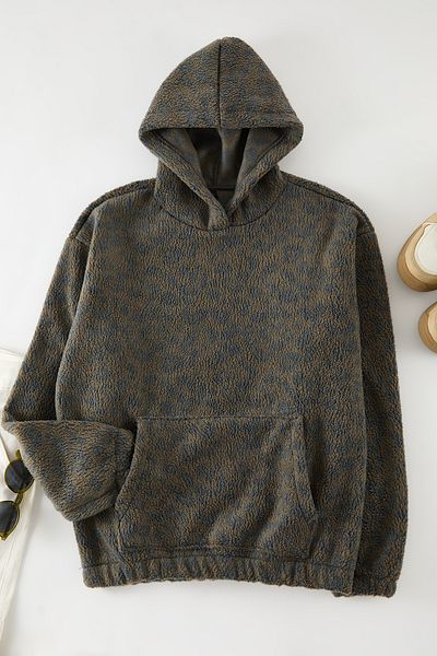 Trendyol Collection Šedá unisex oversex mikina s kapucí se vzorem Sherpa - Tmnaw25Sw00147