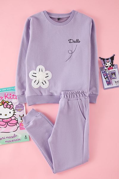 TRENDYOLKIDS Pletená sada s květinovým vzorem šeříku - Tkdaw25Au00154