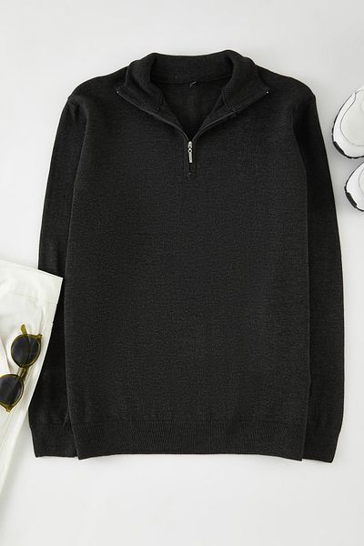 Trendyol Collection Anthracite Regular Half Turtleneck Plain Knitwear Sweater Tmnaw25Kz00039