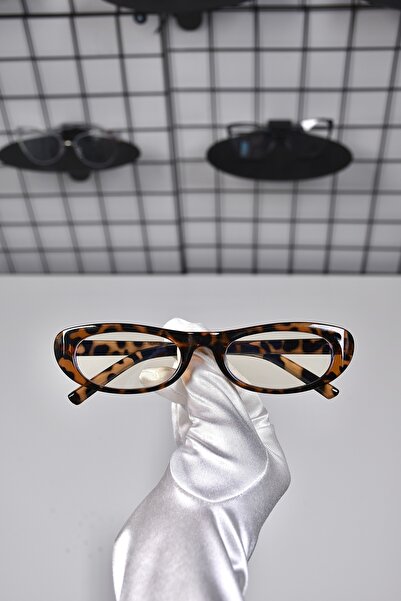 LOOKUP NEW Leopard Pattern Transparent Bone Unisex Blue Glasses - Light Prote...