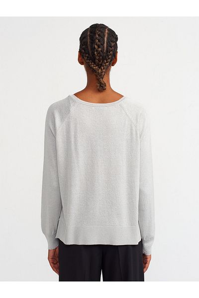 Dilvin Crew Neck Glitter Basic Thin Knitwear Sweater