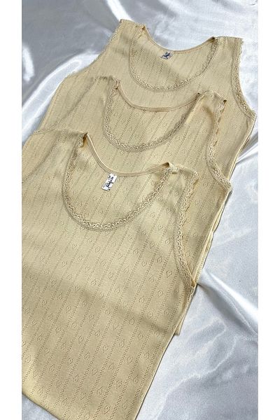 Lunamiratto Jacquard Women's Undershirt - Thick Strap Cotton, Economical Pack of 3