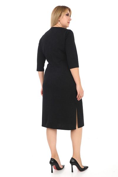 etselements Black Evening Dress - Slit and Tie Waist 7077
