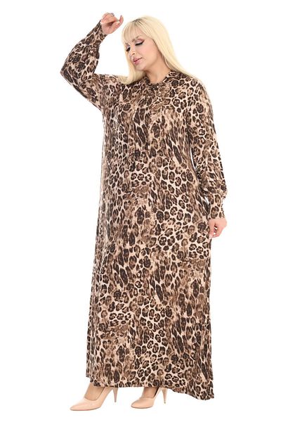 MELSAY Φόρεμα Hijab Leopard Print - Μακρύ μανίκι και λαιμόκοψη