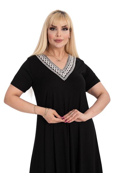 MELSAY Rochie asimetrică cu detaliu de panglică din dantelă neagră