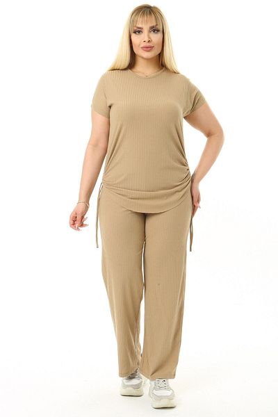 HERAXL Mink Short Sleeve Suit with Ruffle Detail on the Sides