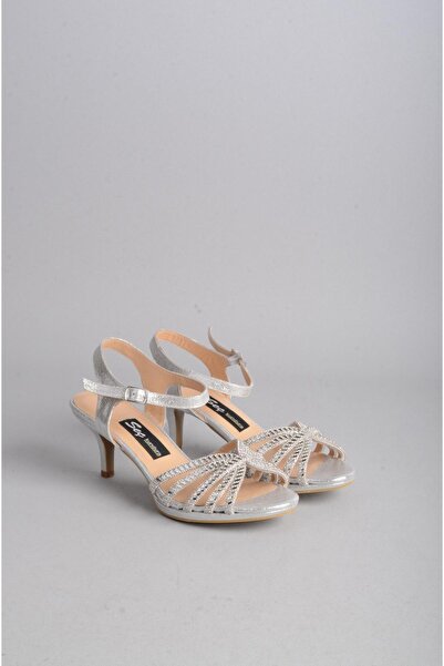 SEÇ KUNDURA SEÇ 841 Pantofi de seara cu toc din piatra argintie - 7 cm inaltime toc