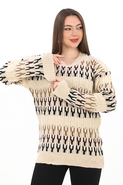 sportiness Oversize Soft Knitwear Sweater with Knitted Detail
