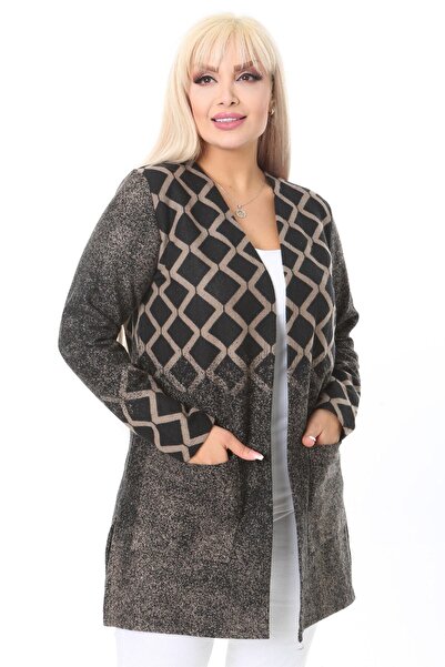 MELSAY Γυναικεία ζακέτα Jacquard Mink Diamond Κοντή ζακέτα μεγάλου μεγέθους