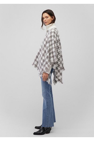 Mavi Checkered Gray Poncho with Zipper 1910658 -27063