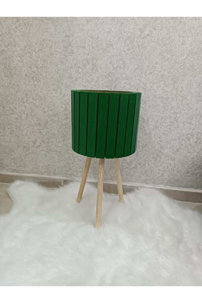 BLACK PEARL Yeşil Ahşap Ayaklı Saksı Sepeti Halat Saksı Hasır Saksı