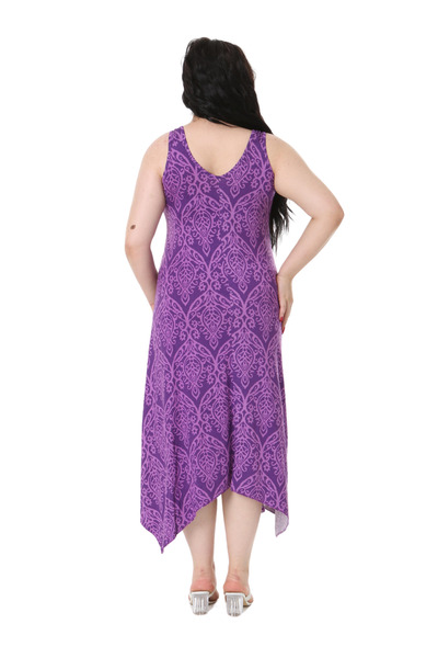 MELSAY Purple Lace Patterned and Buckle Detailed Women's Strappy Dress