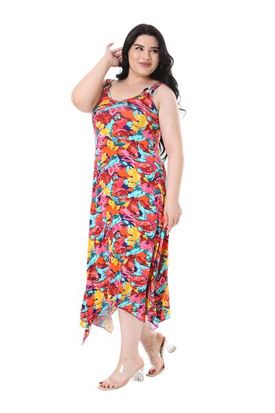 MELSAY Yellow Rose Patterned Women's Dress - Buckle Detail and Straps