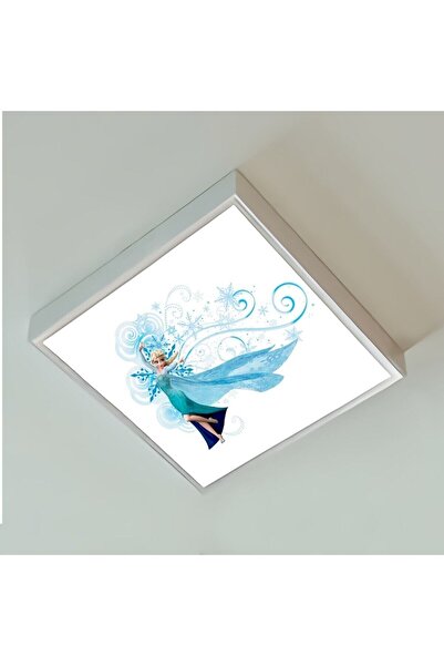 Gökyüzü Panel Elsa Frozen Çocuk Odası Led Avize-60cmx60cm Büyük Kare-1.5kg Hafif- 60w Güçlü Işık-sıva Üstü Montaj
