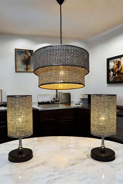 Göksu Lighting Rattan Silver Black Model Suit