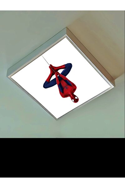 Gökyüzü Panel Spiderman Çocuk Avize-lamp 60w Güçlü Aydınlatma-60x60 Beyaz Kar...
