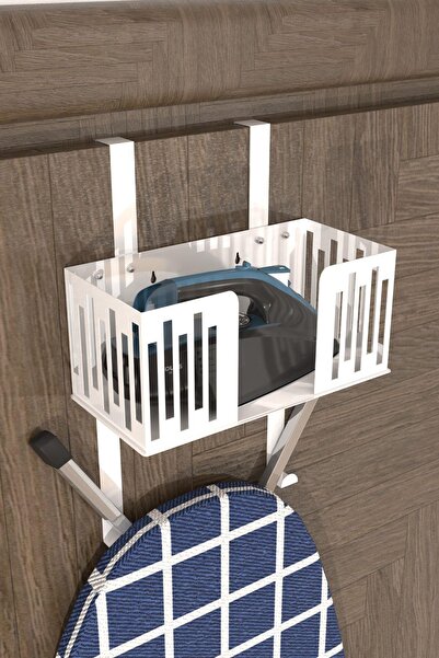 risingmaber Beyaz Kapı Arkası Ütü ve Ütü Masası Askısı, Ütü ve Ütü Masası Tutucu Organizer MT110BD