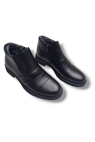 Growish Gr0247 Genuine Leather Fur Inside Miflon Non-Slip Sole Laceless Easy Wear Boots