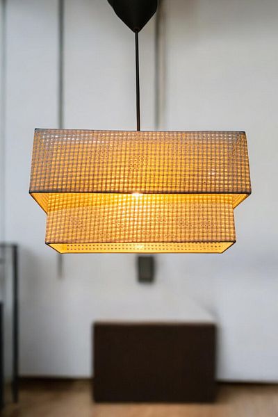Göksu Lighting Rattan Rectangular Model Pendant Chandelier