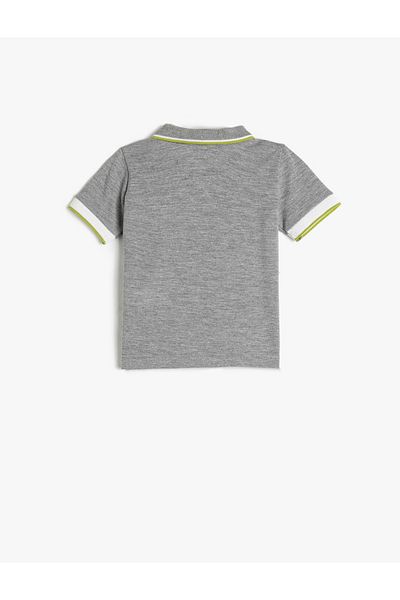 Koton Tricou polo cu mânecă scurtă, broderie de dinozaur, bumbac cu nasturi