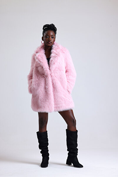 KürkZone Uzun Ekstra Kalın Kürk Mont Kaban