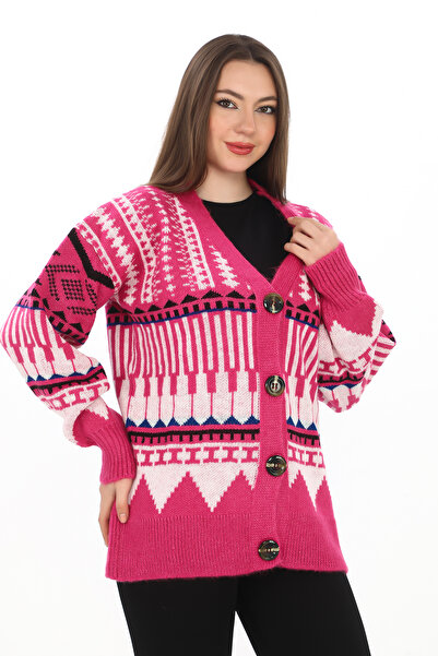 sportiness سترة صوفية محبوكة بأزرار كبيرة الحجم