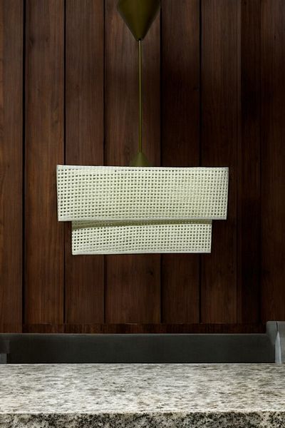 Göksu Lighting Rattan Rectangular Model Pendant Chandelier