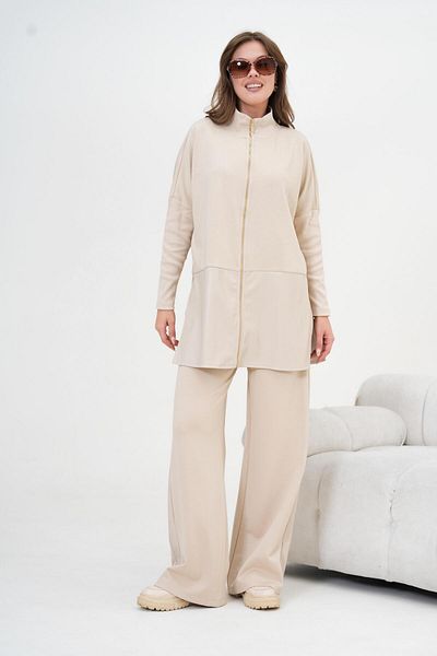 FTZ WOMEN Women's Leather Two Thread Suit Beige 30949