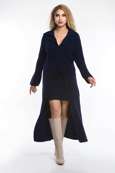 Cloudy Kids Women's Knitwear Buttoned Long Cardigan Skirt Double Set