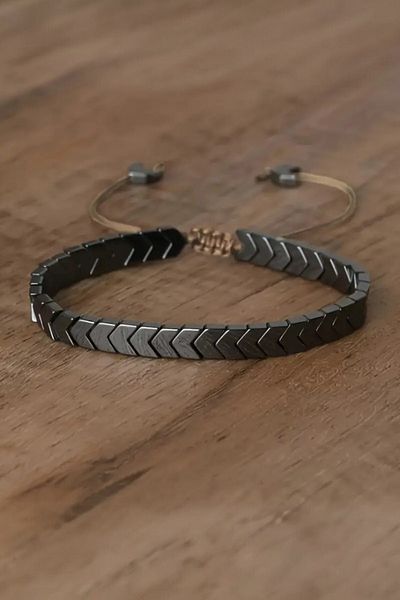 NBS Beautiful Naturel Stones Unisex Hematite Brown Natural Stone Bracelet - Drawstring Design