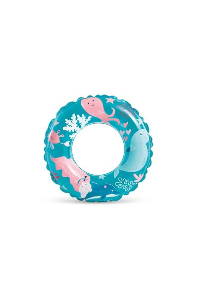 AtikCamp Intex Transparent Patterned Children's Swimming Ring Turquoise 61cm (59242)